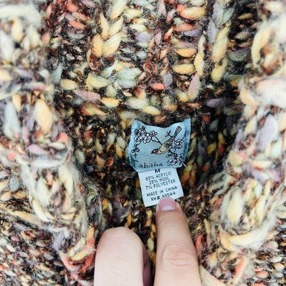 Anthropologie Tabitha Y2K Long Brown Short Sleeve Chunky Knit Sweater - Picture 3 of 6